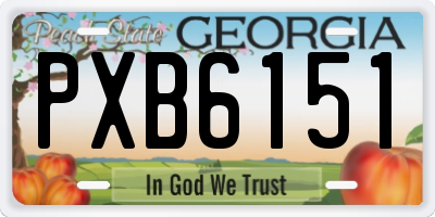 GA license plate PXB6151