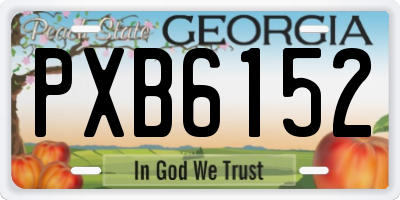 GA license plate PXB6152