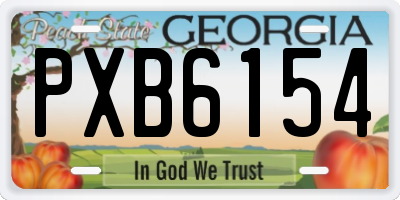 GA license plate PXB6154