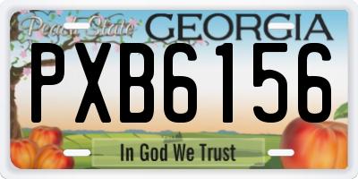 GA license plate PXB6156