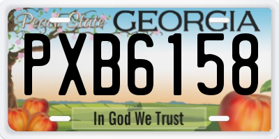 GA license plate PXB6158
