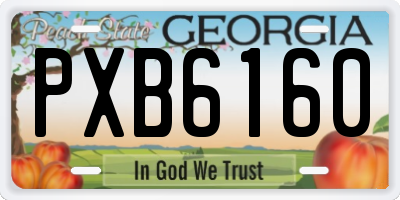 GA license plate PXB6160