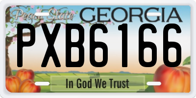 GA license plate PXB6166