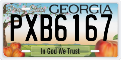 GA license plate PXB6167