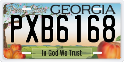 GA license plate PXB6168