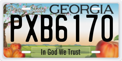 GA license plate PXB6170