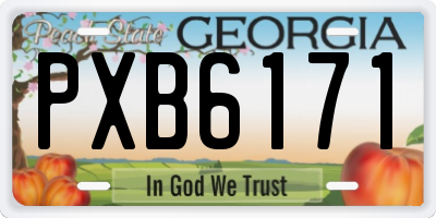 GA license plate PXB6171