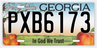 GA license plate PXB6173