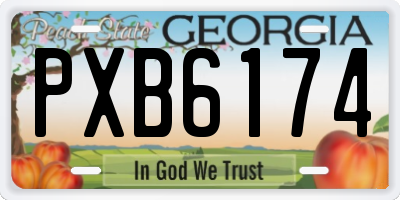 GA license plate PXB6174