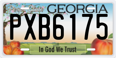 GA license plate PXB6175