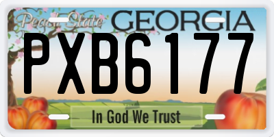 GA license plate PXB6177