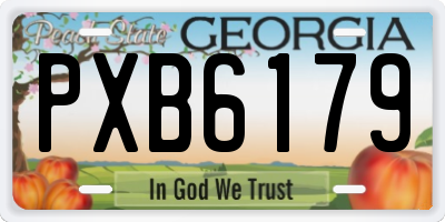 GA license plate PXB6179