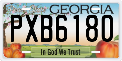 GA license plate PXB6180