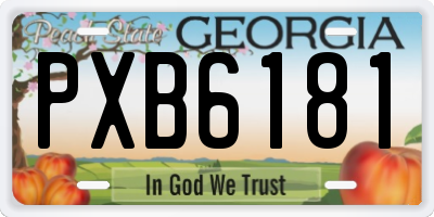 GA license plate PXB6181