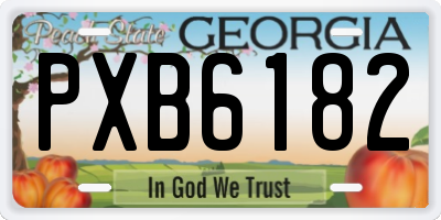GA license plate PXB6182