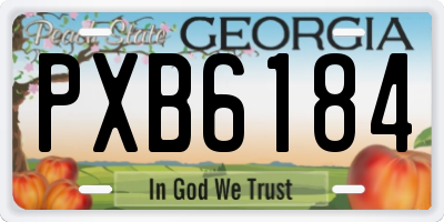 GA license plate PXB6184