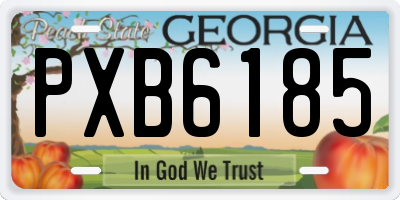 GA license plate PXB6185