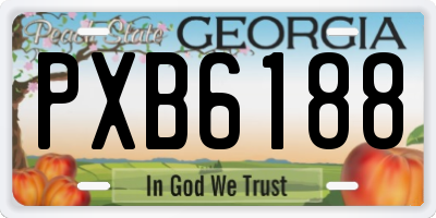 GA license plate PXB6188