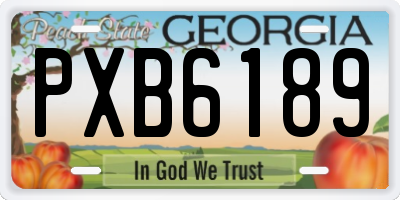 GA license plate PXB6189