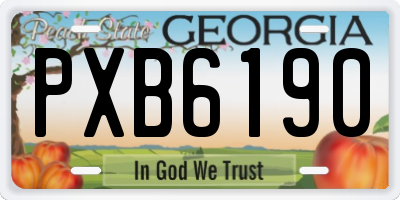 GA license plate PXB6190