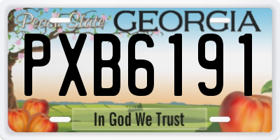 GA license plate PXB6191