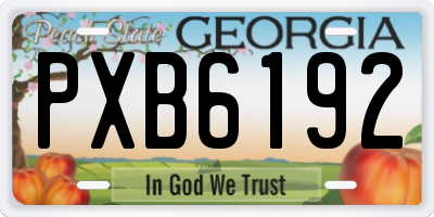 GA license plate PXB6192