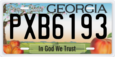 GA license plate PXB6193