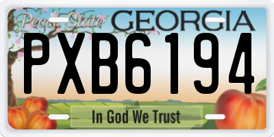GA license plate PXB6194