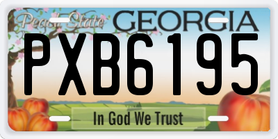 GA license plate PXB6195