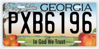 GA license plate PXB6196