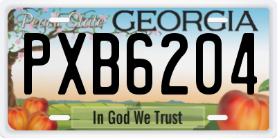 GA license plate PXB6204