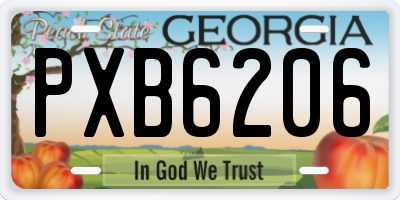 GA license plate PXB6206