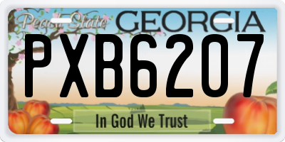 GA license plate PXB6207