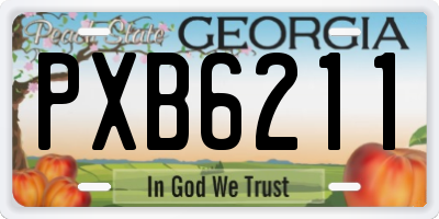 GA license plate PXB6211