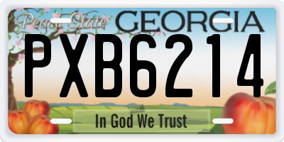 GA license plate PXB6214