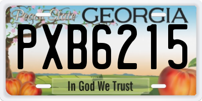 GA license plate PXB6215
