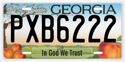 GA license plate PXB6222
