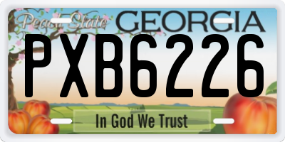 GA license plate PXB6226