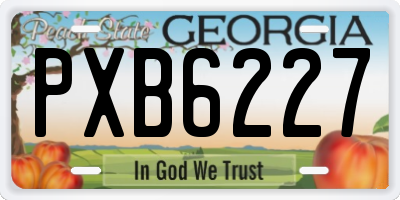 GA license plate PXB6227