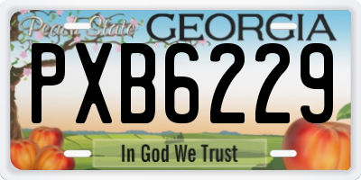 GA license plate PXB6229