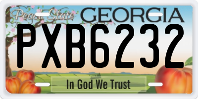 GA license plate PXB6232