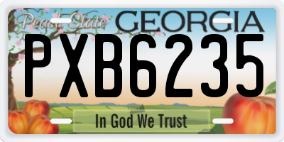 GA license plate PXB6235