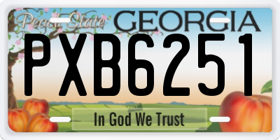 GA license plate PXB6251