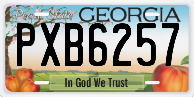 GA license plate PXB6257
