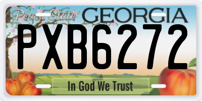 GA license plate PXB6272