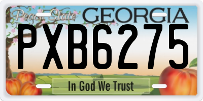 GA license plate PXB6275
