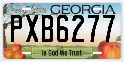 GA license plate PXB6277