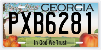 GA license plate PXB6281