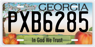 GA license plate PXB6285