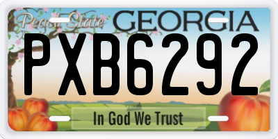 GA license plate PXB6292
